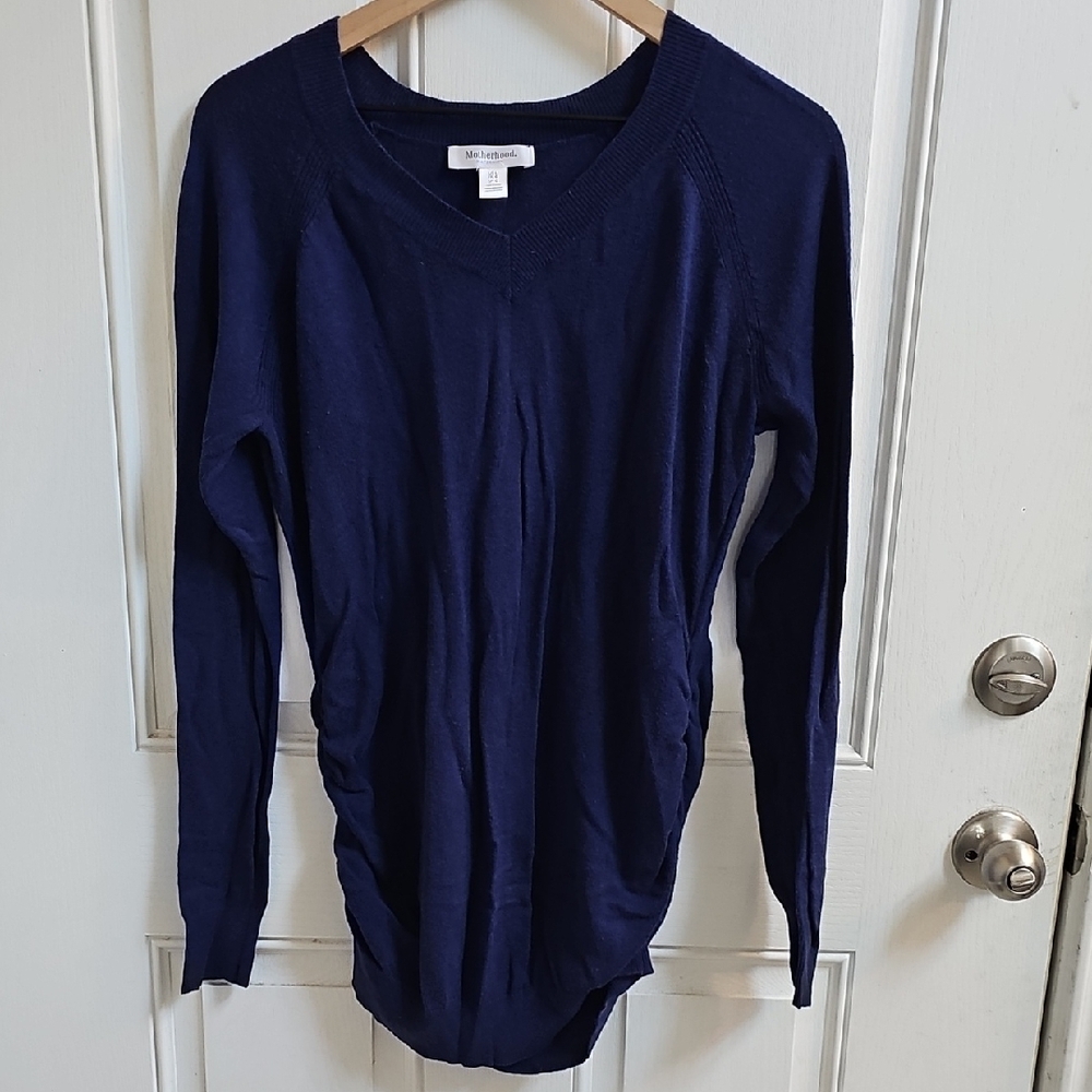 Motherhood Maternity Blue Ruched Sweatshirt